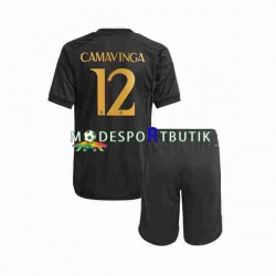 Real Madrid Matchtröja Eduardo Camavinga 12 Tredje 2023-2024 Kortärmad ,Fotbollsställ Barn