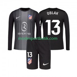 Atlético Madrid Matchtröja Jan Oblak 13 Målvakt Borta Långärmad ,Fotbollsställ Barn 2025-2026