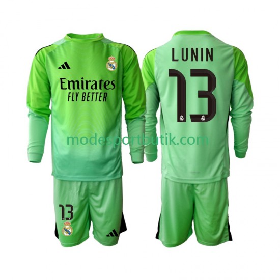 Real Madrid Matchtröja Andriy Lunin 13 Målvakt Borta Långärmad ,Fotbollsställ Barn 2025-2026