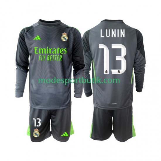 Real Madrid Matchtröja Andriy Lunin 13 Målvakt Tredje Långärmad ,Fotbollsställ Barn 2025-2026