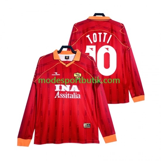 AS Roma Matchtröja Totti 10 2000 Retro Hemma 1999 Långärmad ,Herr