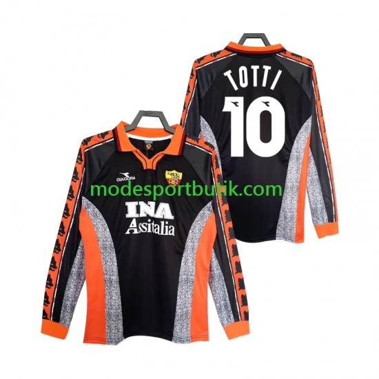 AS Roma Matchtröja Totti 10 Retro Tredje 1998 1999 Långärmad ,Herr