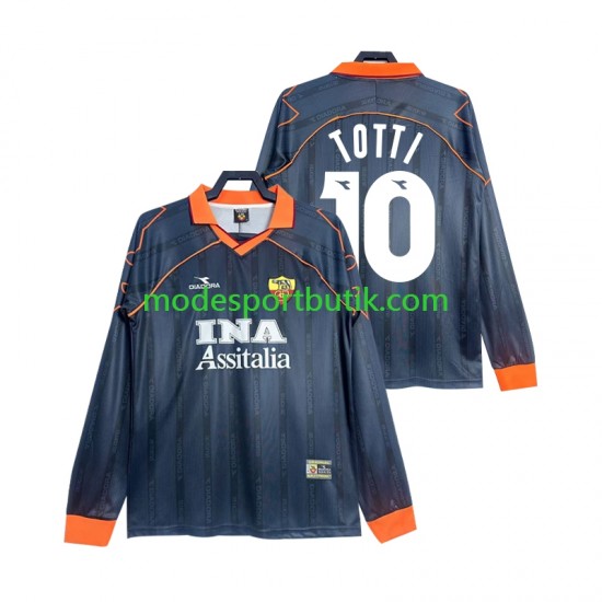 AS Roma Matchtröja Totti 10 2000 Retro Tredje 1999 Långärmad ,Herr
