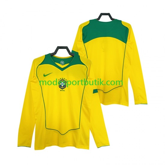 Brasilien Matchtröja Retro Hemma 2004 Långärmad ,Herr