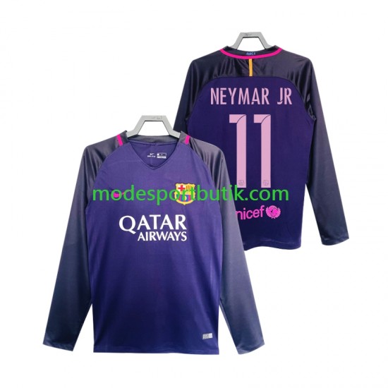FC Barcelona Matchtröja Neymar JR 11 2016 2017 Retro Borta Långärmad ,Herr