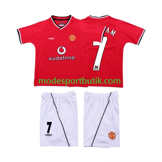 Manchester United Matchtröja BECKHAM 7 2000 Retro Hemma 2002 Kortärmad ,Fotbollsställ Barn