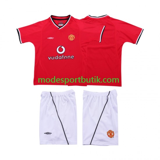 Manchester United Matchtröja 2000 Retro Hemma 2002 Kortärmad ,Fotbollsställ Barn