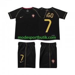 Portugal Matchtröja FIGO 7 Retro Borta 2006 Kortärmad ,Fotbollsställ Barn