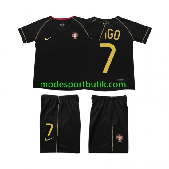 Portugal Matchtröja FIGO 7 Retro Borta 2006 Kortärmad ,Fotbollsställ Barn