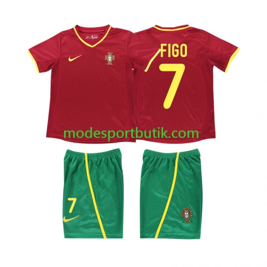 Portugal Matchtröja FIGO 7 Retro Hemma 2002 Kortärmad ,Fotbollsställ Barn