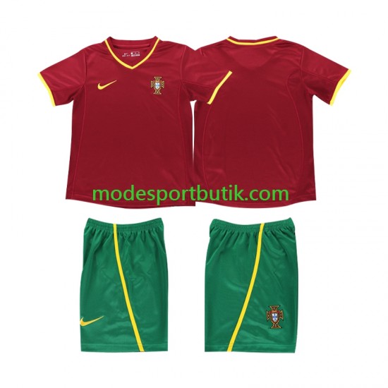 Portugal Matchtröja Retro Hemma 2002 Kortärmad ,Fotbollsställ Barn