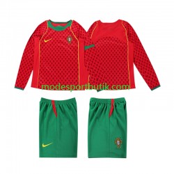 Portugal Matchtröja Retro Hemma 2004 Långärmad ,Fotbollsställ Barn