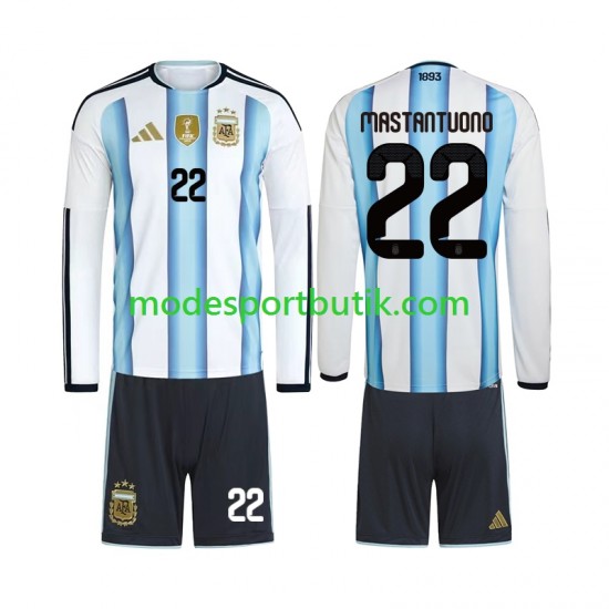 Argentina Matchtröja Franco Mastantuono 22 Hemma VM 2026 Långärmad ,Fotbollsställ Barn