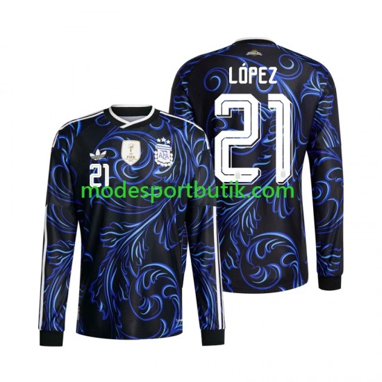 Argentina Matchtröja Jose Manuel Lopez 21 Borta VM 2026 Långärmad ,Herr