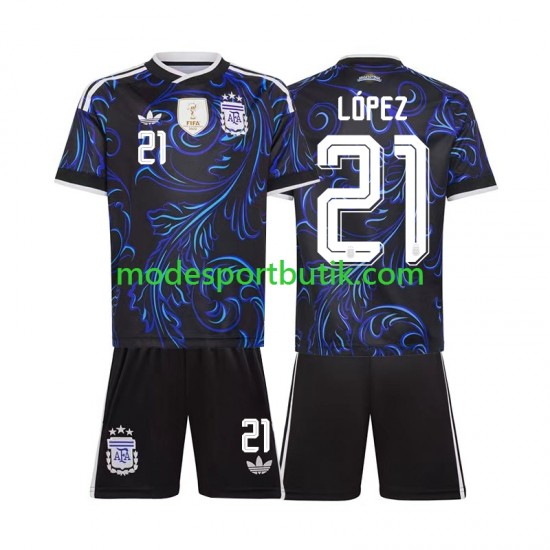 Argentina Matchtröja Jose Manuel Lopez 21 Borta VM 2026 Kortärmad ,Fotbollsställ Barn