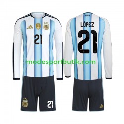 Argentina Matchtröja Jose Manuel Lopez 21 Hemma VM 2026 Långärmad ,Fotbollsställ Barn