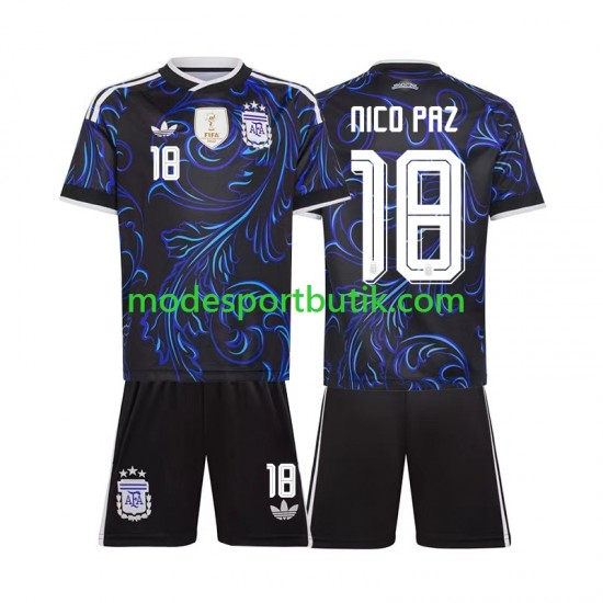Argentina Matchtröja Nico Paz 18 Borta VM 2026 Kortärmad ,Fotbollsställ Barn