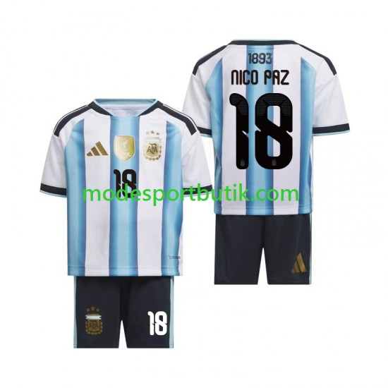 Argentina Matchtröja Nico Paz 18 Hemma VM 2026 Kortärmad ,Fotbollsställ Barn