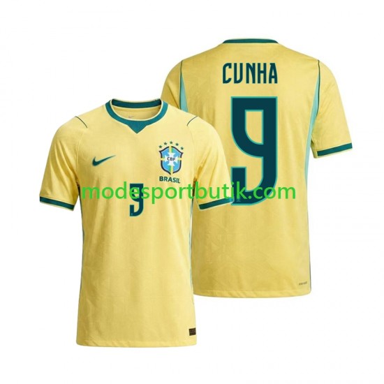 Brasilien Matchtröja Matheus Cunha 9 Hemma VM 2026 Kortärmad ,Herr