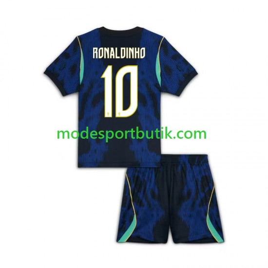 Brasilien Matchtröja Ronaldinho 10 Borta VM 2026 Kortärmad ,Fotbollsställ Barn