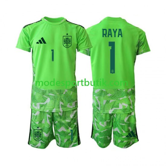 Spanien Matchtröja David Raya 1 6th Green color Målvakt VM 2026 Kortärmad ,Fotbollsställ Barn