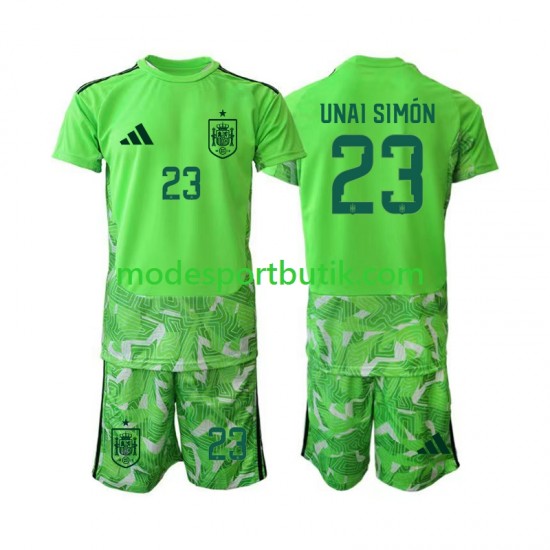 Spanien Matchtröja Unai Simon 23 6th Green color Målvakt VM 2026 Kortärmad ,Fotbollsställ Barn