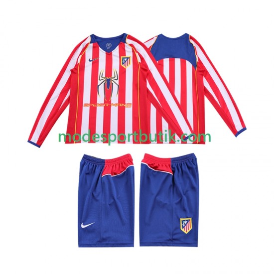 Atlético Madrid Matchtröja 2005 Retro Hemma 2004 Långärmad ,Fotbollsställ Barn