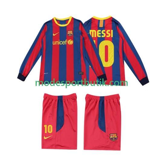 FC Barcelona Matchtröja Lionel Messi 10 Retro Hemma 2011 2010 Långärmad ,Fotbollsställ Barn