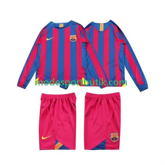 FC Barcelona Matchtröja 2005 Retro Hemma 2006 Långärmad ,Fotbollsställ Barn