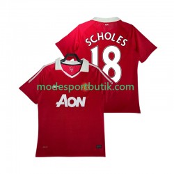 Manchester United Matchtröja SCHOLES 18 Retro Hemma 2011 2010 Kortärmad ,Herr