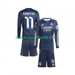 Real Madrid Matchtröja Rodrygo 11 Borta 2025-2026 Långärmad ,Fotbollsställ Barn