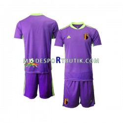 Belgien Matchtröja Courtois 1 Målvakt Borta 2021-22 Kortärmad ,Fotbollsställ Barn