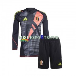 Belgien Matchtröja Målvakt Hemma Euro 2024 Långärmad ,Fotbollsställ Barn