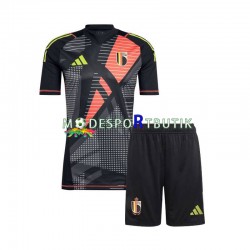 Belgien Matchtröja Målvakt Hemma Euro 2024 Kortärmad ,Fotbollsställ Barn