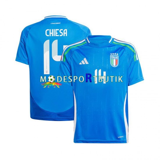 Italien Matchtröja Chiesa 14 Hemma Euro 2024 Kortärmad ,Herr