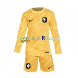 Nederländerna Matchtröja Målvakt Borta Euro 2024 Långärmad ,Fotbollsställ Barn