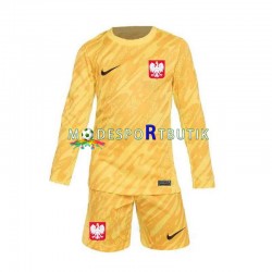 Polen Matchtröja Målvakt Hemma Euro 2024 Långärmad ,Fotbollsställ Barn