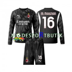 AC Milan Matchtröja Mike Maignan 16 Svart Målvakt Hemma 2024-2025 Långärmad ,Fotbollsställ Barn