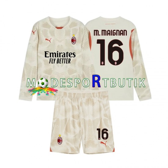 AC Milan Matchtröja Mike Maignan 16 Målvakt Tredje 2024-2025 Långärmad ,Fotbollsställ Barn