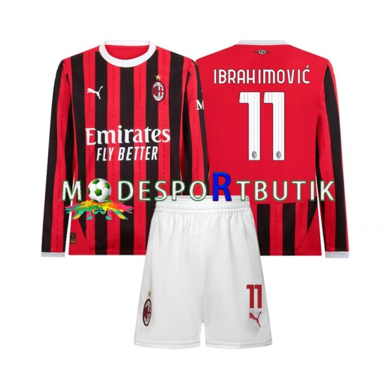 AC Milan Matchtröja Ibrahimovic 11 Hemma 2024-2025 Långärmad ,Fotbollsställ Barn