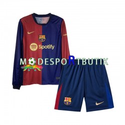FC Barcelona Matchtröja Hemma 2024-2025 Långärmad ,Fotbollsställ Barn