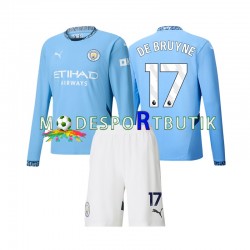 Manchester City Matchtröja Kevin De Bruyne 17 Hemma 2024-2025 Långärmad ,Fotbollsställ Barn