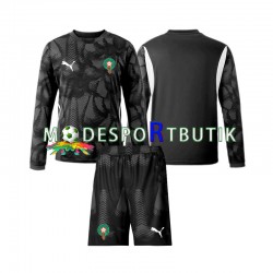 Marocko Matchtröja Målvakt Tredje 2024 Långärmad ,Fotbollsställ Barn