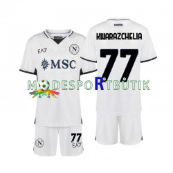 SSC Napoli Matchtröja Khvicha Kvaratskhelia 77 Borta 2024-2025 Kortärmad ,Fotbollsställ Barn