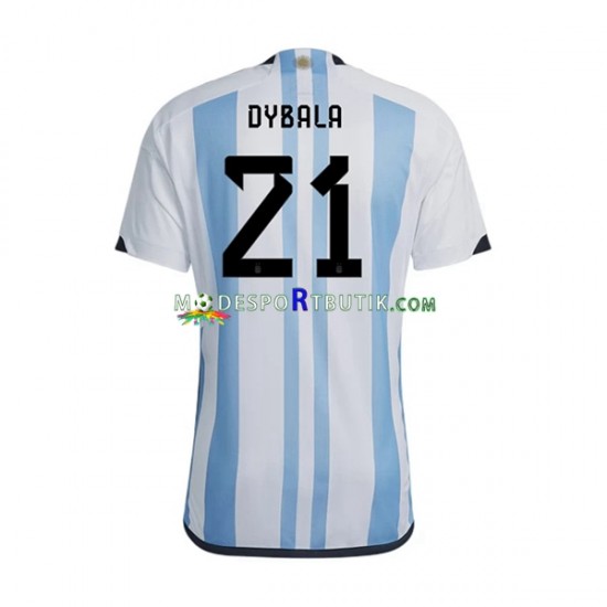 Argentina Matchtröja Dybala 21 Hemma VM 2022 Kortärmad ,Herr