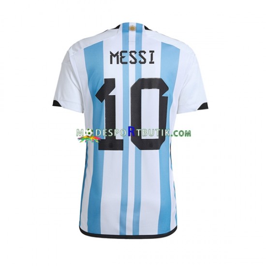 Argentina Matchtröja Lionel Messi 10 Hemma VM 2022 Kortärmad ,Herr