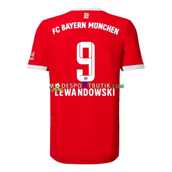 FC Bayern München Matchtröja Lewandowski 9 Hemma 2022-23 Kortärmad ,Herr