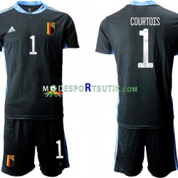 Belgien Matchtröja Thibaut Courtois 1 Euro 2020 Målvakt Hemma Kortärmad ,Fotbollsställ Barn
