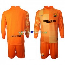 FC Barcelona Matchtröja Målvakt Hemma 2021-22 Långärmad ,Fotbollsställ Barn