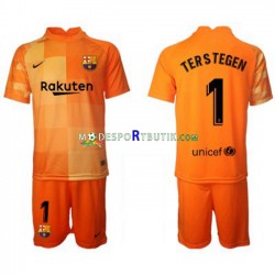 FC Barcelona Matchtröja Ter Stegen 1 Målvakt Hemma 2021-22 Kortärmad ,Fotbollsställ Barn